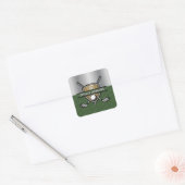 Elegant Gouden Schild Golf Monogram Ontwerp Vierkante Sticker (Envelop)