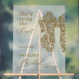 Elegant Gouden Schrift Kant Boog Zij Knoop Haar Ko Acryl Bord