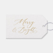 Elegant gouden schrift “Merry & Bright” Kerstmis Cadeaulabel (Voorkant (Horizontaal))