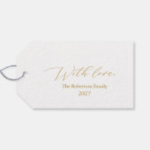 Elegant gouden schrift “Merry & Bright” Kerstmis Cadeaulabel (Achterkant Horizontaal)