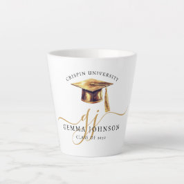 Elegant Gouden Schrift Monogram Afstuderen Latte Mok