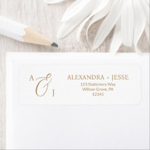 Elegant Gouden Schrift Monogram Etiket