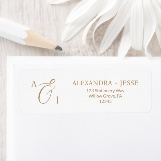 Elegant Gouden Schrift Monogram Etiket (Insitu)