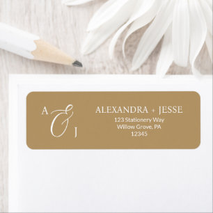 Elegant Gouden Schrift Monogram Etiket