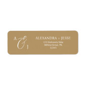Elegant Gouden Schrift Monogram Etiket (Voorkant)
