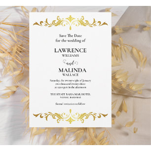 Elegant Gouden Schrift Monogram Huwelijk Bewaar De Save The Date