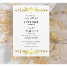 Elegant Gouden Schrift Monogram Huwelijk Bewaar De