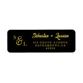 Elegant Gouden Schrift Monogram Retouradres Etiket (Voorkant)