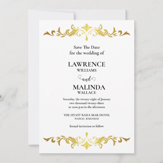 Elegant Gouden Schrift Monogram Trouw Save The Dat Save The Date (Voorkant)