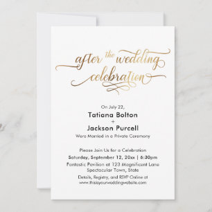 Elegant Gouden Schrift Na de Bruiloftsviering Kaart