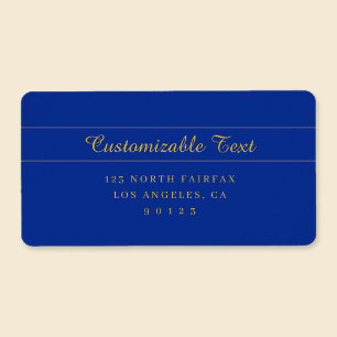 Elegant gouden schrift op marineblauwe retouradres etiket