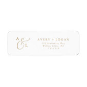 Elegant gouden schriftmonogram retouradreslabel etiket (Voorkant)