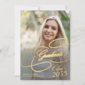Elegant gouden script 6 fotocollage afstuderen aankondiging (Voorkant)