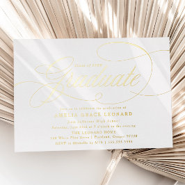 Elegant Gouden Script Afstudeerfeest Folie Uitnodiging