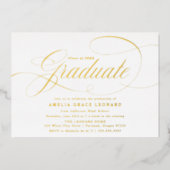 Elegant Gouden Script Afstudeerfeest Folie Uitnodiging (Voorkant)