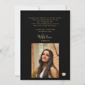 Elegant gouden script afstuderen foto afstuderen bedankkaart (Achterkant)