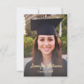 Elegant gouden script afstuderen foto zwart bedankkaart (Achterkant)