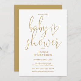 Elegant gouden script alles in één Baby shower Kaart