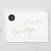 Elegant gouden script business LOGO corporate Feestdagenkaart (Voorkant)