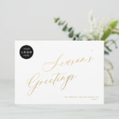 Elegant gouden script business LOGO corporate Feestdagenkaart (Staand voorkant)