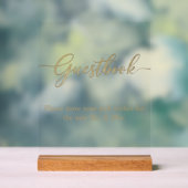 Elegant gouden script gastboek Acryl trouwbord Bord (Neutraal)