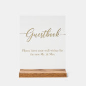 Elegant gouden script gastboek Acryl trouwbord Bord (Voorkant)
