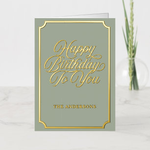 Elegant Gouden Script Gelukkig Verjaardag Familie Folie Wenskaart