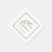 Elegant gouden script gepersonaliseerde witte kers servet (Hoek)