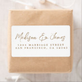 Elegant Gouden Script Groot Huwelijk Retouradres Etiket (Insitu)
