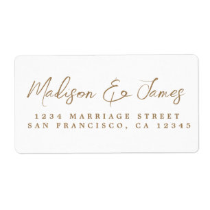 Elegant Gouden Script Groot Huwelijk Retouradres Etiket