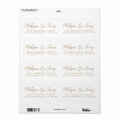 Elegant Gouden Script Groot Huwelijk Retouradres Etiket (Full Sheet)