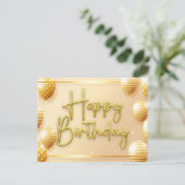 Elegant gouden script Happy Birthday Briefkaart (Staand voorkant)