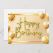 Elegant gouden script Happy Birthday Briefkaart (Voorkant / Achterkant)