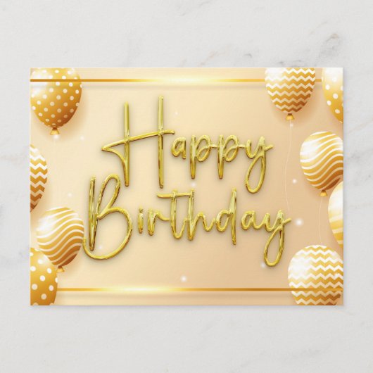Elegant gouden script Happy Birthday Briefkaart (Voorkant)