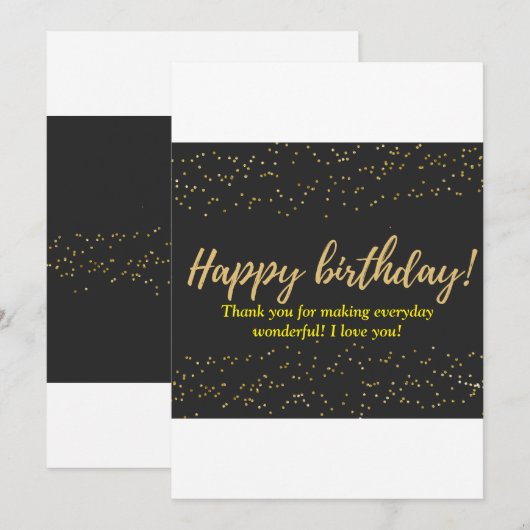 Elegant gouden script Happy Birthday - Confetti Kaart (Voorkant / Achterkant)