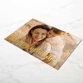 Elegant gouden script kerstfoto blij folie feestdagenkaart (Gedraaid)