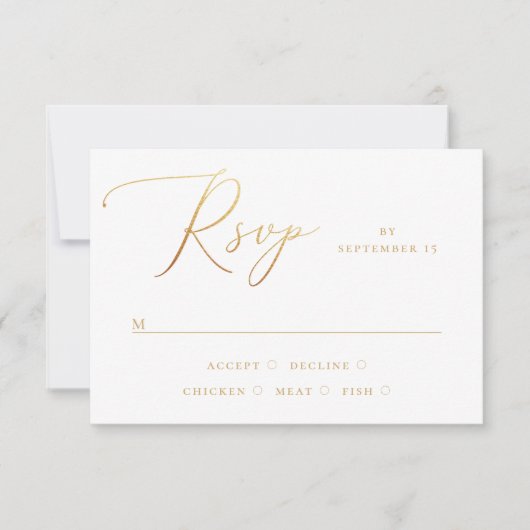 Elegant gouden script | Klassieke minimalistische RSVP Kaartje (Voorkant)