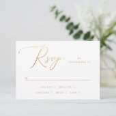 Elegant gouden script | Klassieke minimalistische RSVP Kaartje (Staand voorkant)