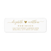 Elegant Gouden Script Koppel Retouradres Label (Voorkant)