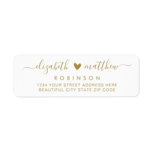 Elegant Gouden Script Koppel Retouradres Label (Voorkant)