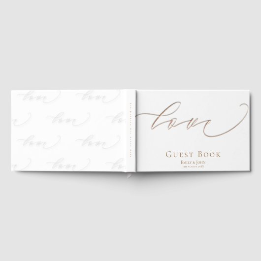Elegant gouden script liefde trouwdatum namen gastenboek (Volledig)