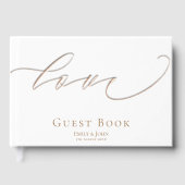 Elegant gouden script liefde trouwdatum namen gastenboek (Voorkant)