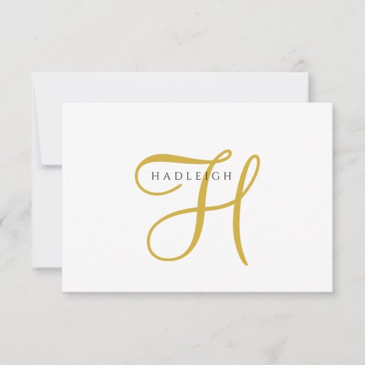 Elegant Gouden Script Monogram Notitiekaartje (Voorkant)
