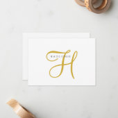 Elegant Gouden Script Monogram Notitiekaartje (Voorkant / Achterkant in situ)