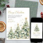 Elegant gouden script niet foto kerstboom feestdagenkaart