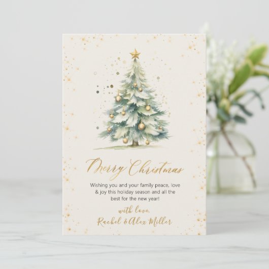Elegant gouden script niet foto kerstboom Kaarten (Staand voorkant)