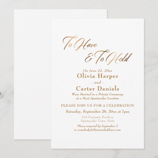 Elegant gouden script om te hebben & om ontvangst  kaart (Voorkant / Achterkant)