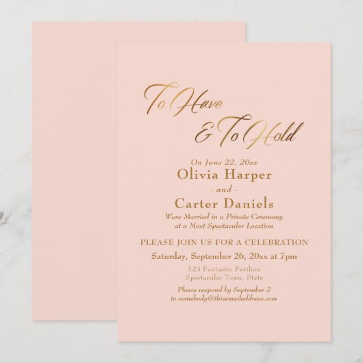 Elegant gouden script om te hebben & om ontvangst  kaart (Voorkant / Achterkant)