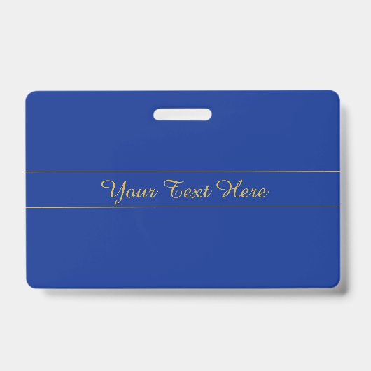 Elegant gouden script op de blauwe achtergrond van badge (Voorkant)