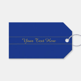 Elegant gouden script op de blauwe achtergrond van cadeaulabel